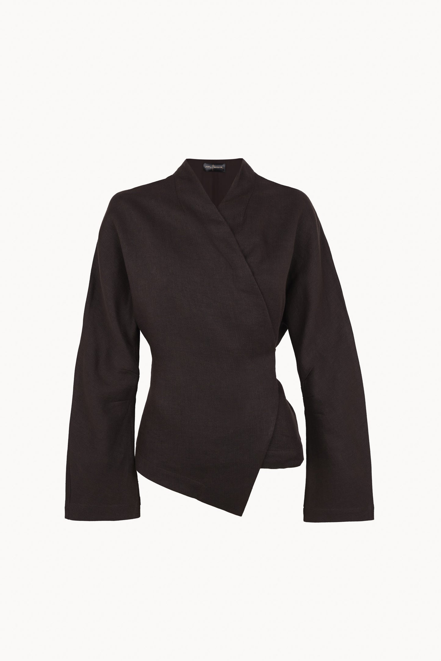 Kyo, burgundy brown linen and wool jacket