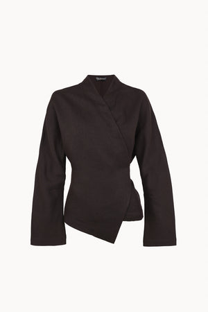Kyo, burgundy brown linen and wool jacket