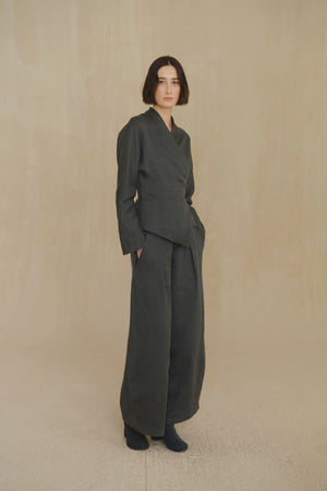 Kyo, sand linen and wool jacket
