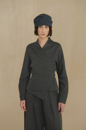 Kyo, sand linen and wool jacket