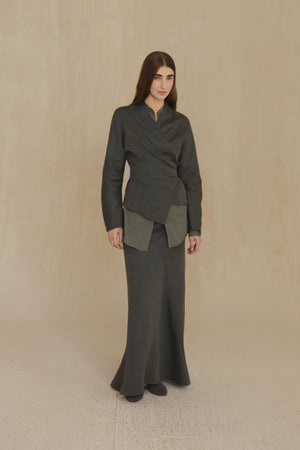 Kyo, sand linen and wool jacket