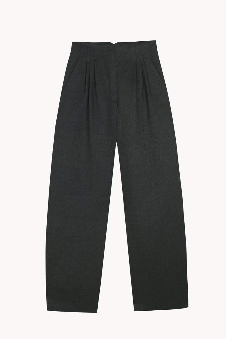 Kyo, pantalon de lino y lana verde oceano