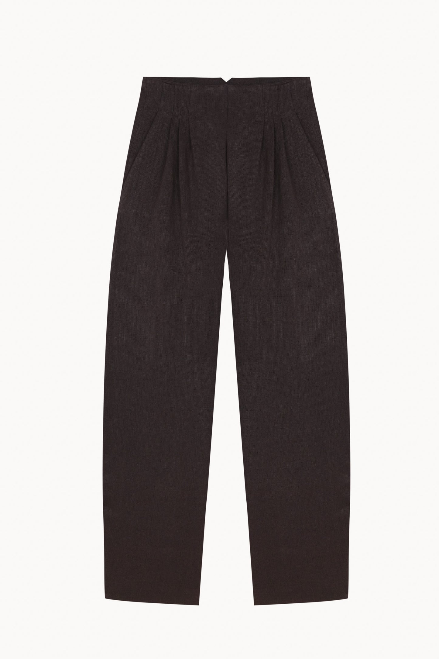 Kyo, burgundy brown linen and wool trousers