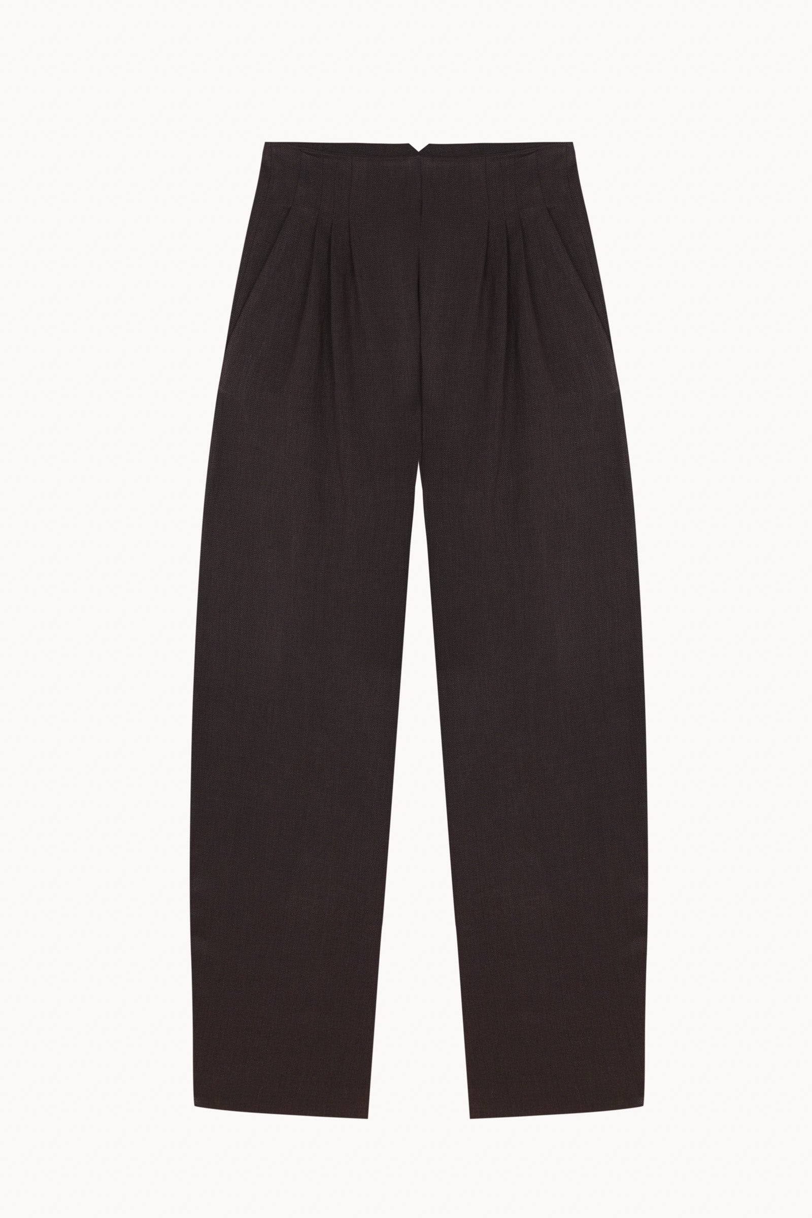 Kyo, burgundy brown linen and wool trousers