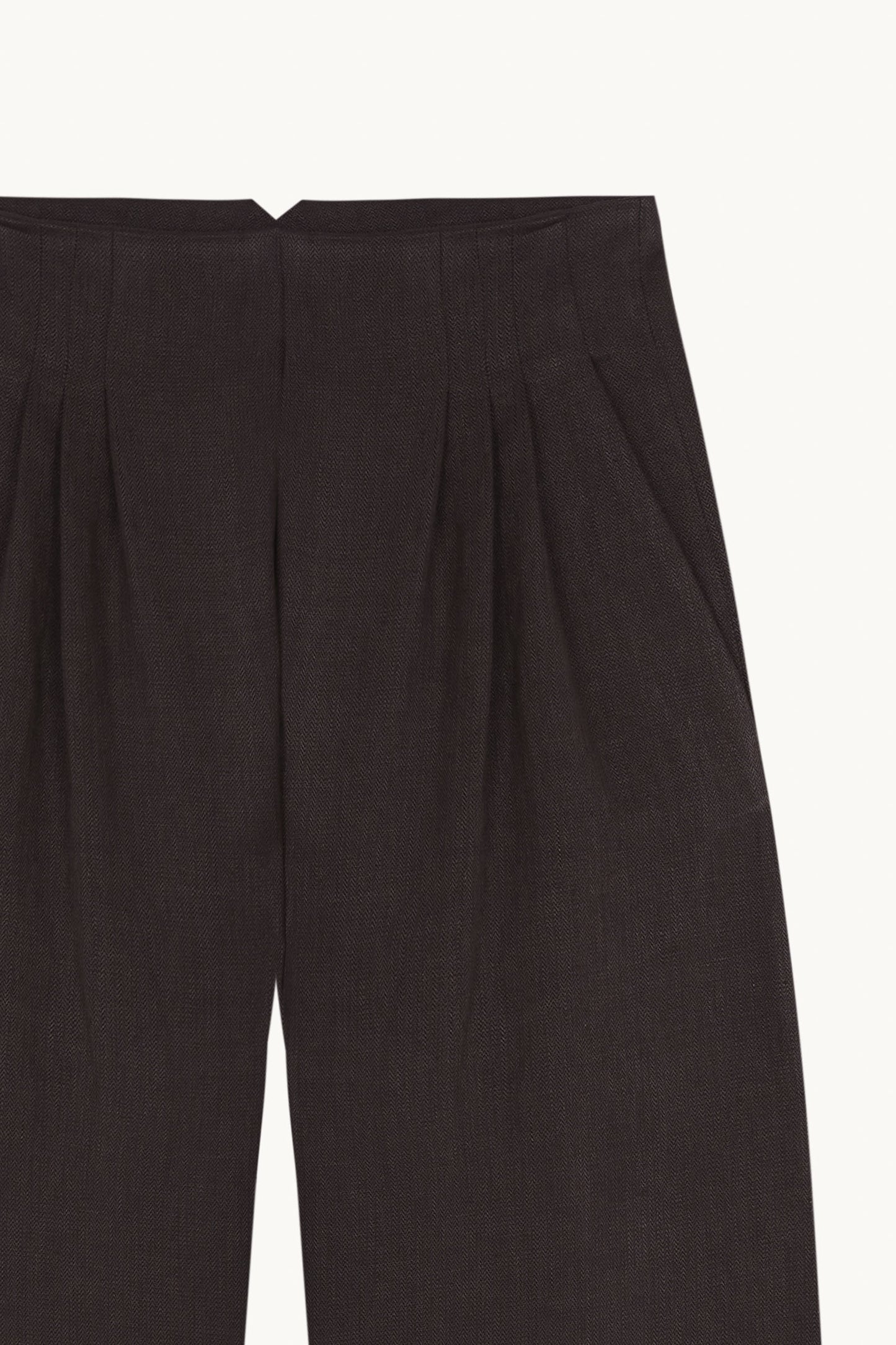 Kyo, burgundy brown linen and wool trousers