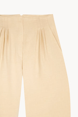 Kyo, sand linen and wool trousers