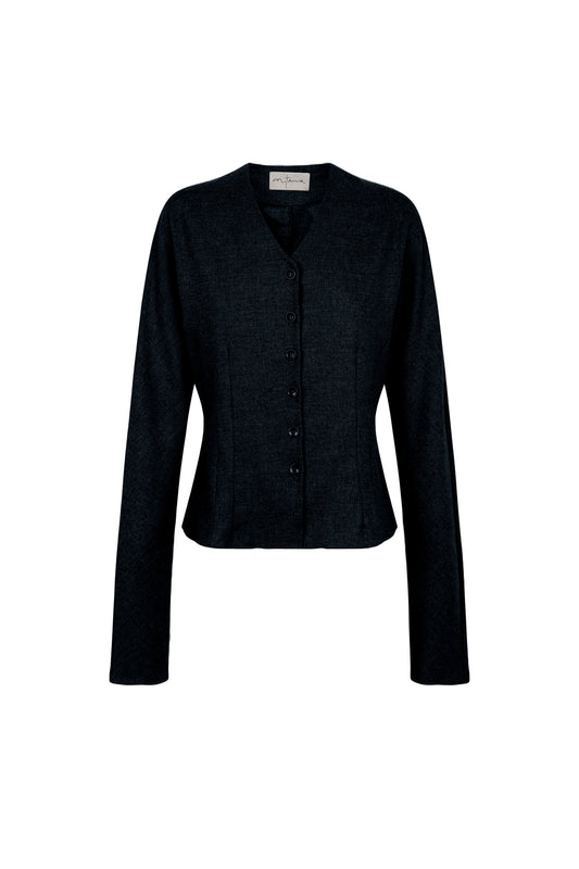 Lanna, jacket in virgin wool and black cashmere