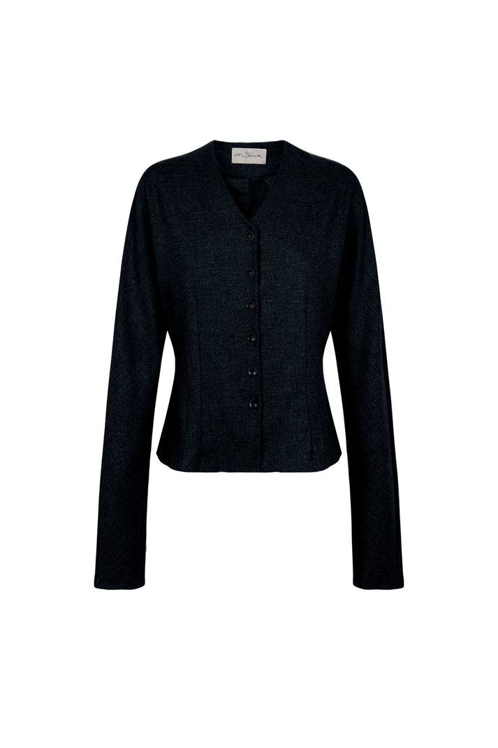 Cortana - Lanna, jacket in virgin wool and black cashmere