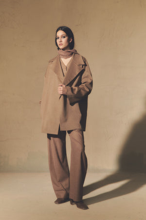 Miso, hazelnut virgin wool coat