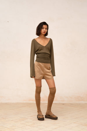 Liana, khaki cashmere top