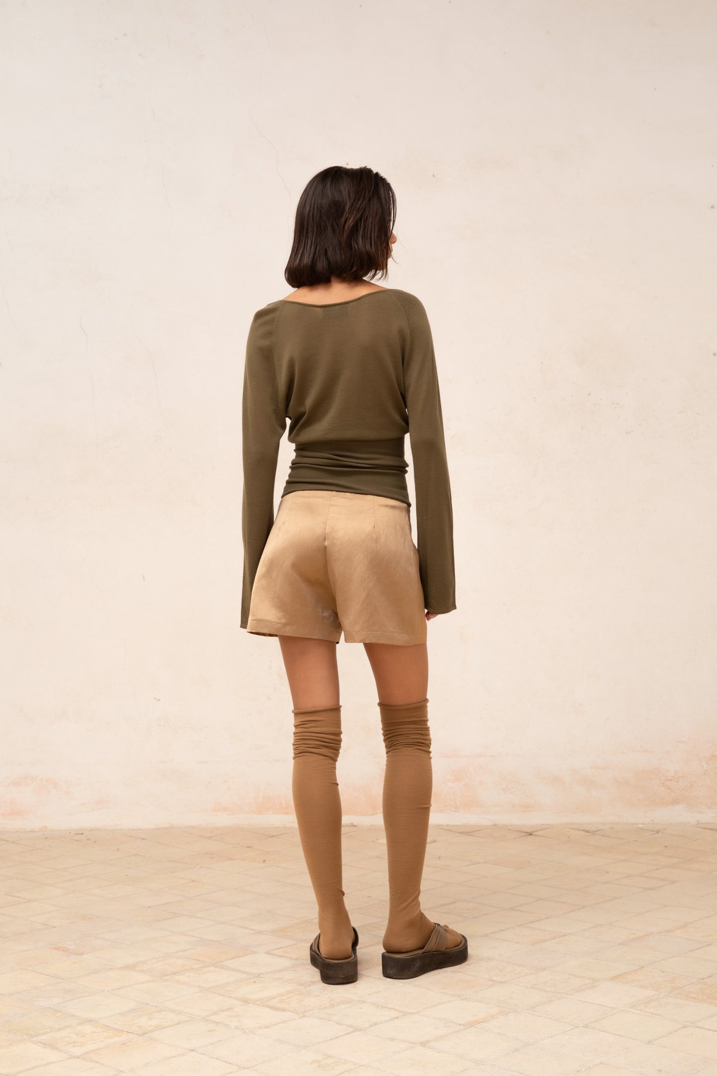 Liana, khaki cashmere top