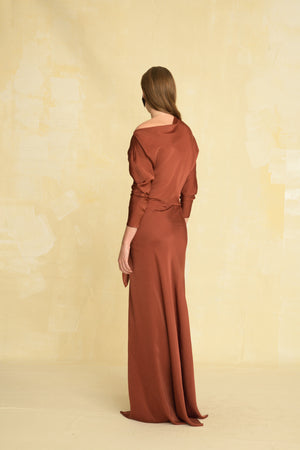 Leonora, red cupro dress