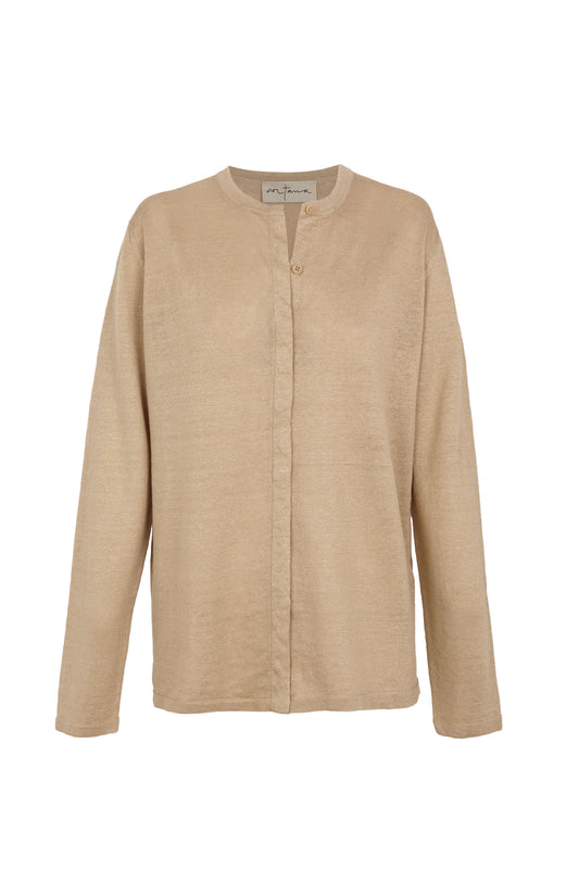 Lian, beige linen knit cardigan