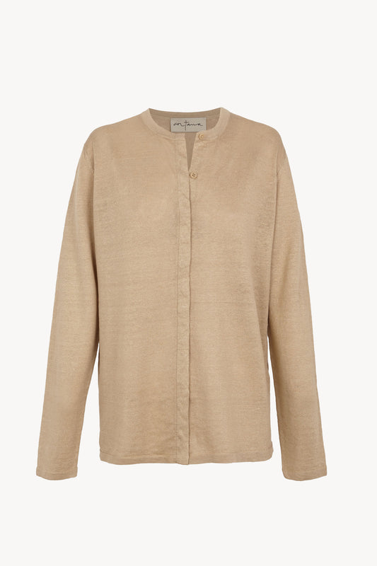 Lian, beige linen knit cardigan