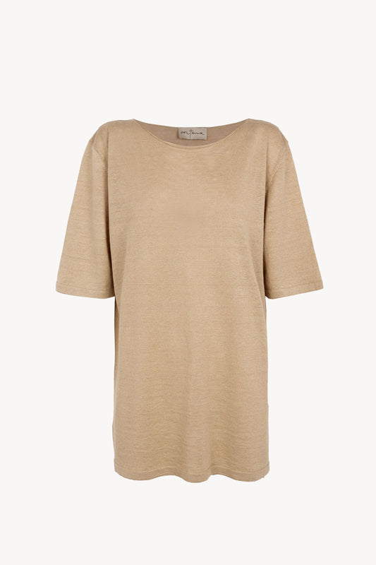 Lian, camiseta de punto de lino beige