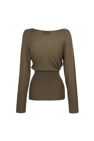 Liana, khaki cashmere top