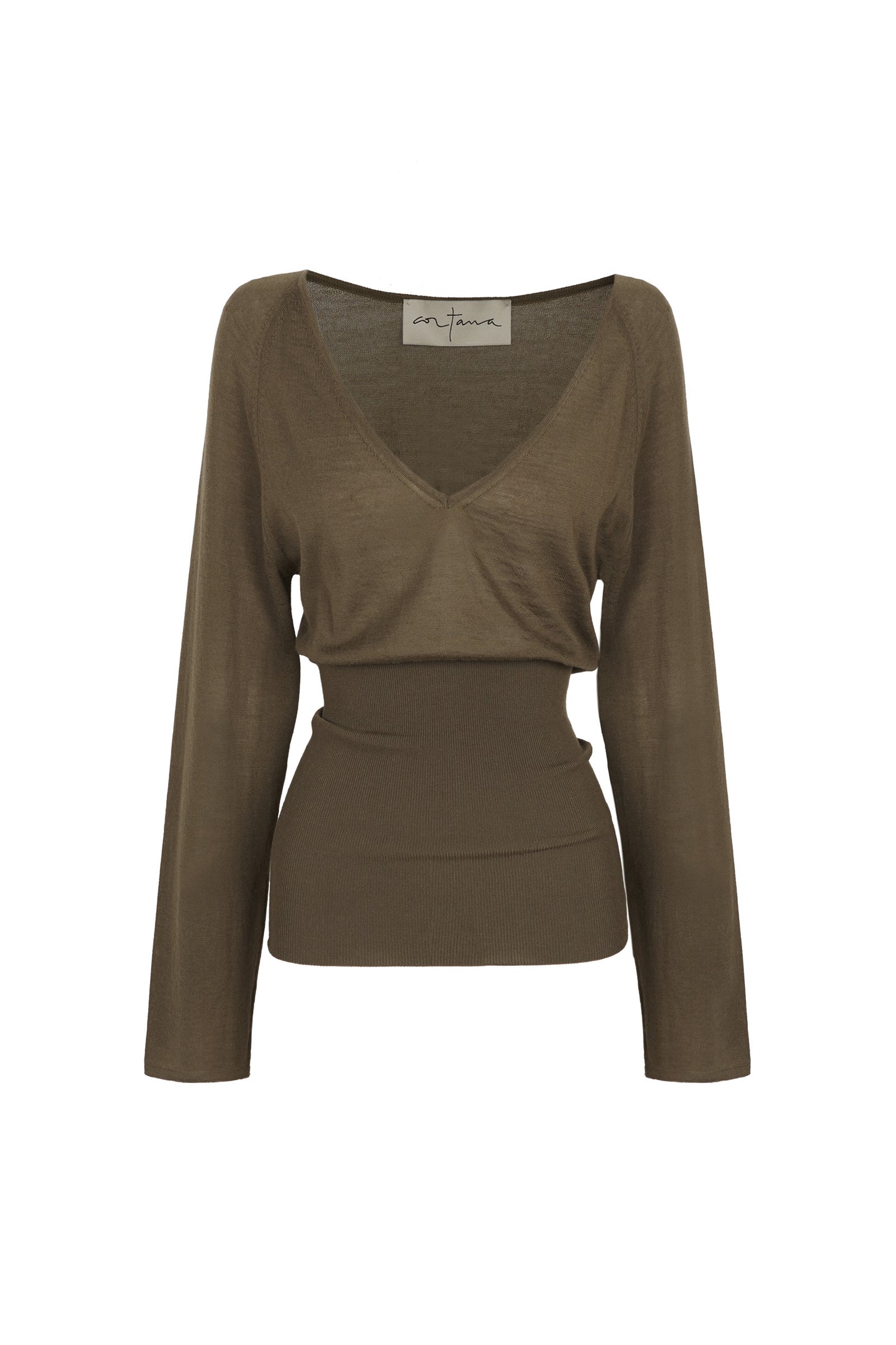 Liana, khaki cashmere top