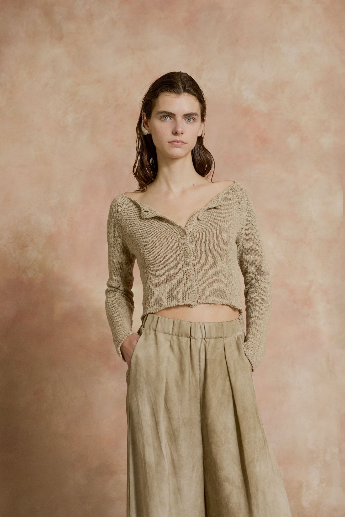 Lierre, light olive knitwear cardigan