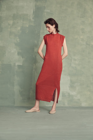 Linuo, ecru linen knitted dress