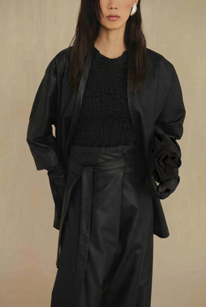 Sabine, black textured knit top