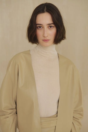 Lira leather, beige leather jacket