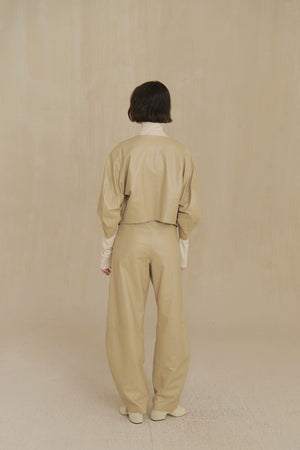 Lira leather, beige leather jacket