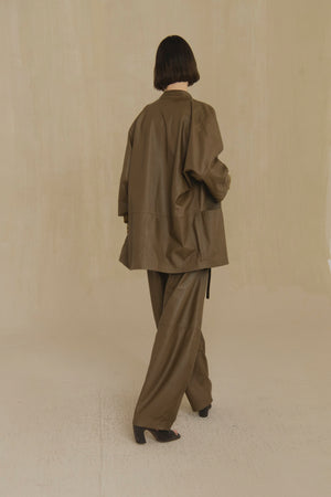 Lira leather, khaki leather trousers