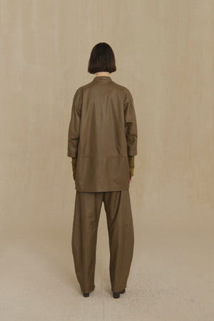 Lira leather, khaki leather trousers