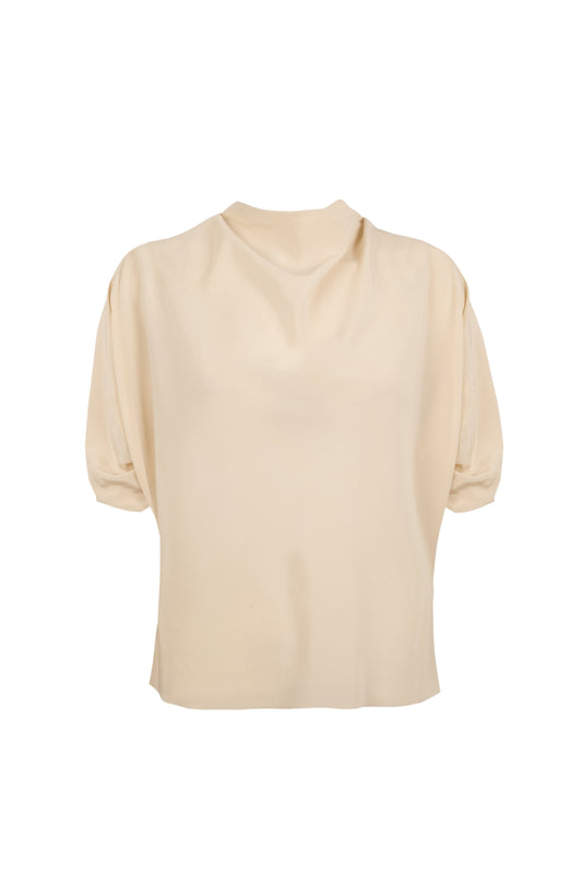 Liv, blusa de seda stretch marfil