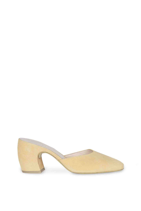 Luna, mule in light yellow suede