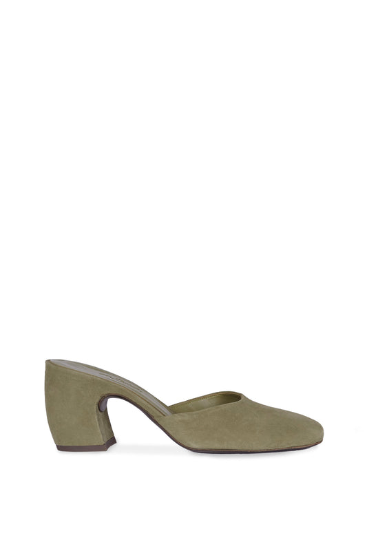 Luna, mule in matte green suede