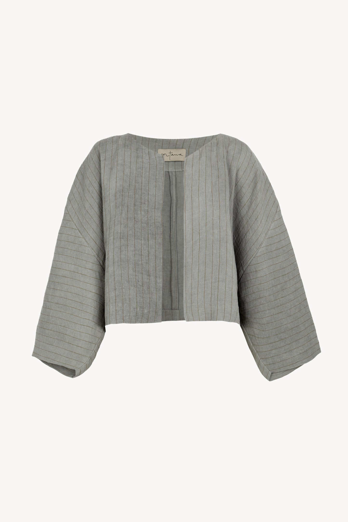 Lupe, chaqueta de lino de rayas azul cielo