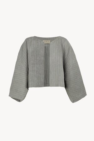 Lupe, chaqueta de lino de rayas azul cielo