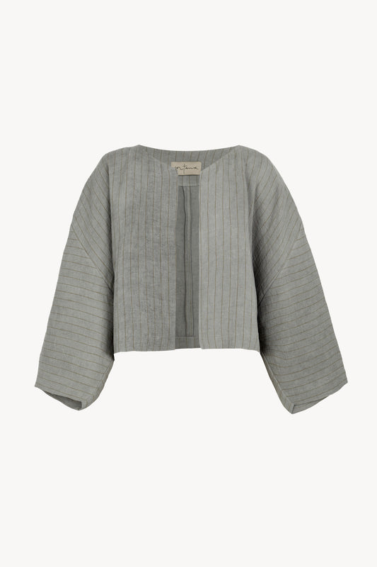 Lupe, chaqueta de lino de rayas azul cielo