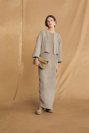 Lupe, sky blue striped linen dress