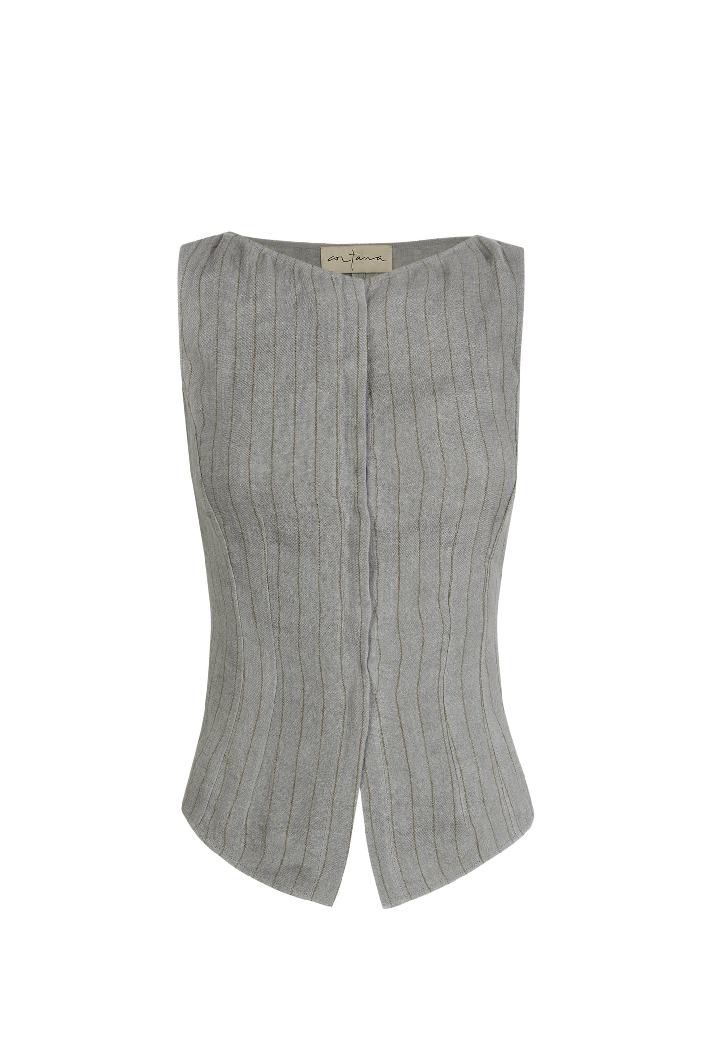 Lupe, sky blue striped linen vest