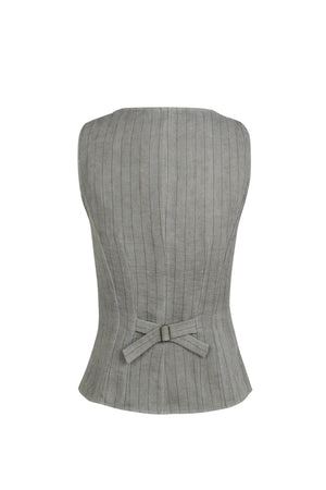 Lupe, sky blue striped linen vest