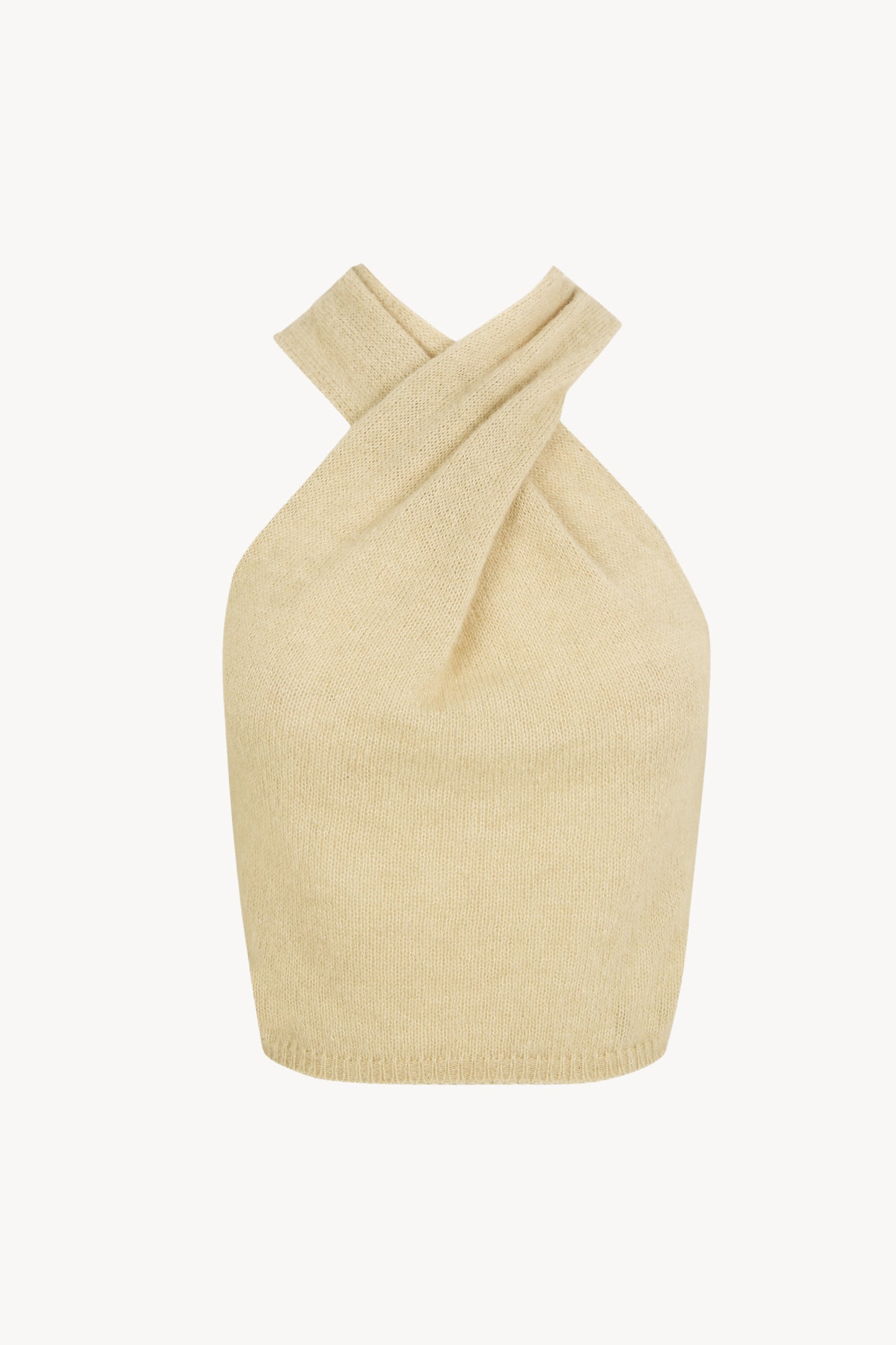 Lux, top halter de punto marfil