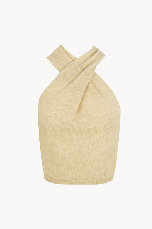 Lux, ivory knit halter top
