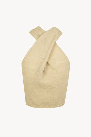 Lux, top halter de punto marfil