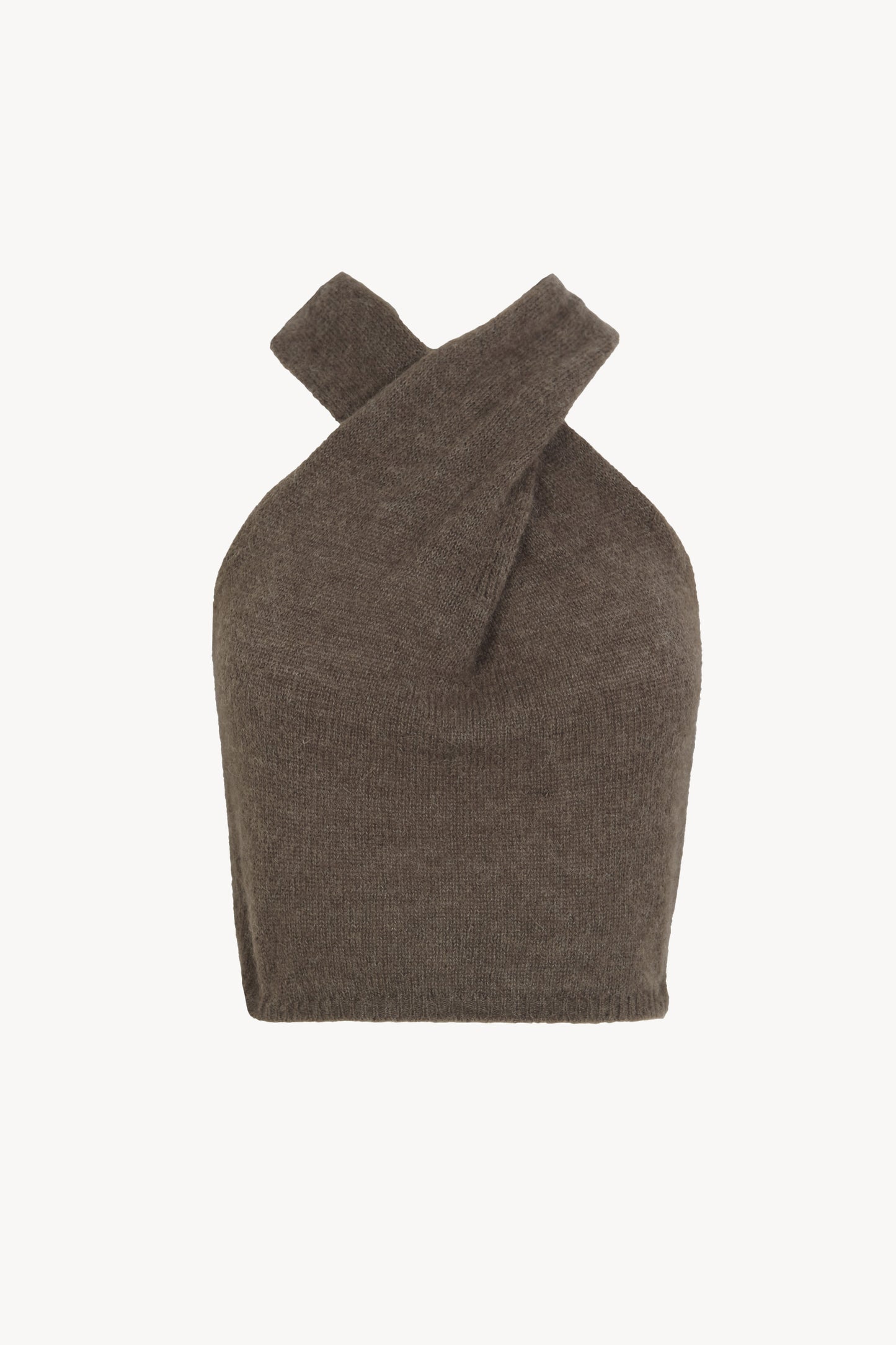 Lux, dark taupe knit halter top