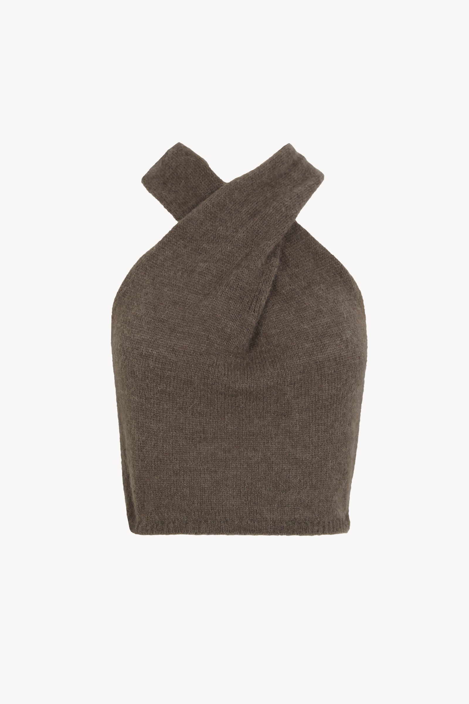 Lux, dark taupe knit halter top