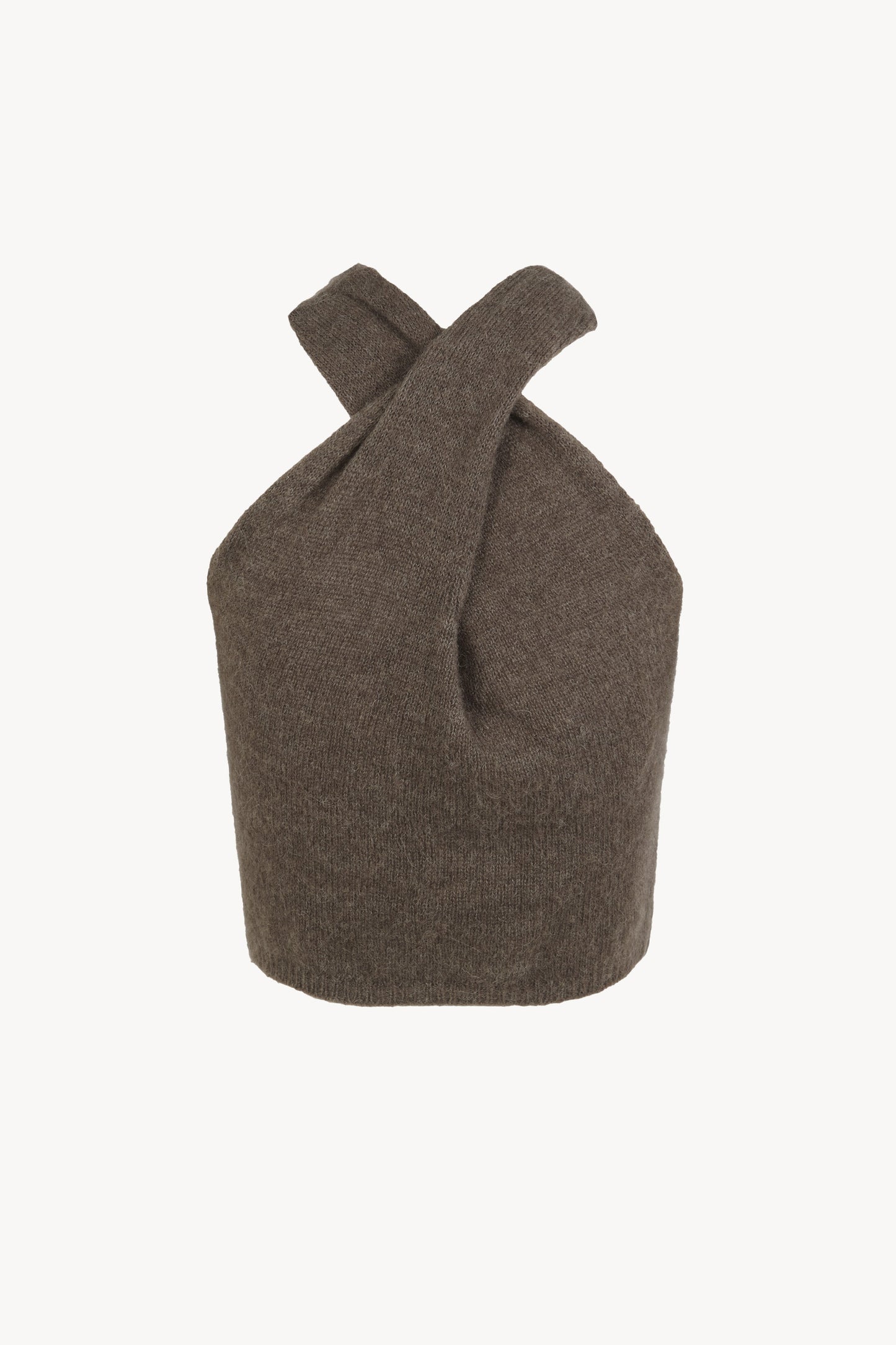 Lux, dark taupe knit halter top