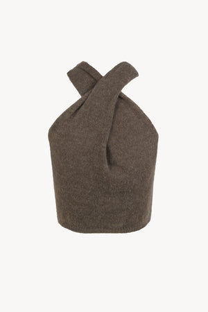 Lux, dark taupe knit halter top