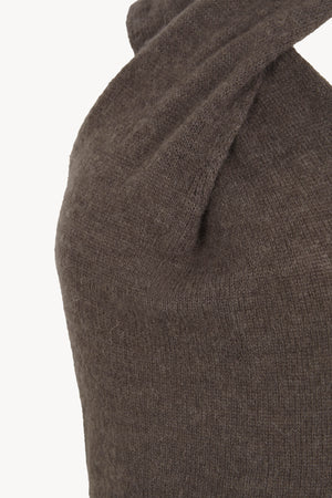 Lux, dark taupe knit halter top