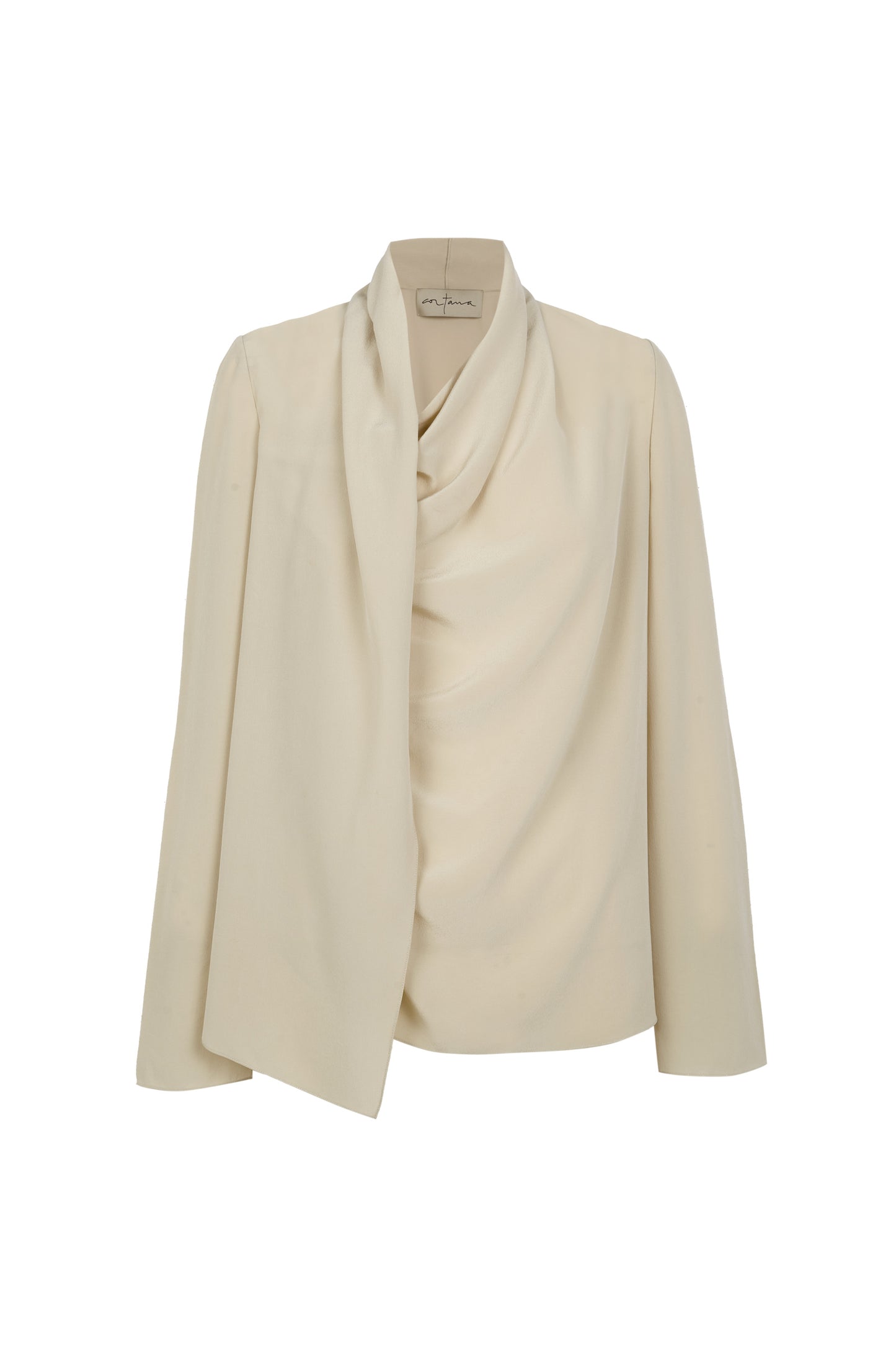 Lyra, beige asymmetric silk blouse