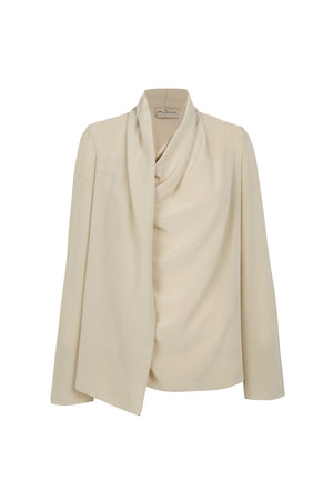 Lyra, beige asymmetric silk blouse