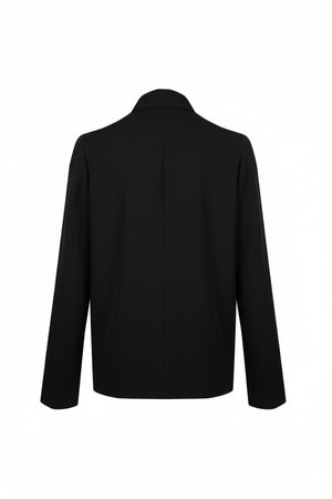 Lyra, black asymmetric silk blouse