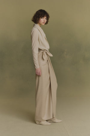 Fabula, beige virgin wool pareo skirt