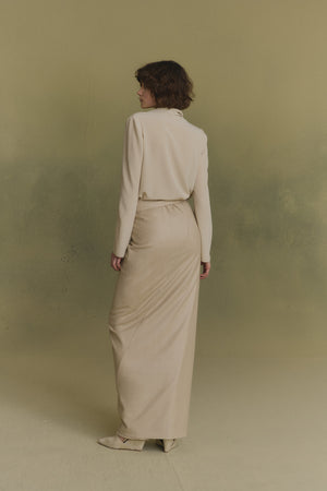 Fabula, beige virgin wool pareo skirt
